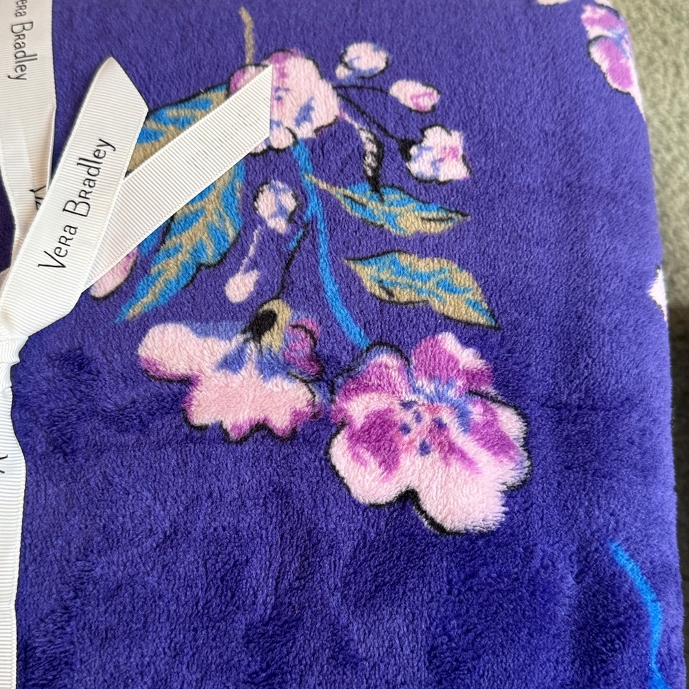 Vera Bradley Purple Floral Blanket with Tumbler - Picture 2 of 4